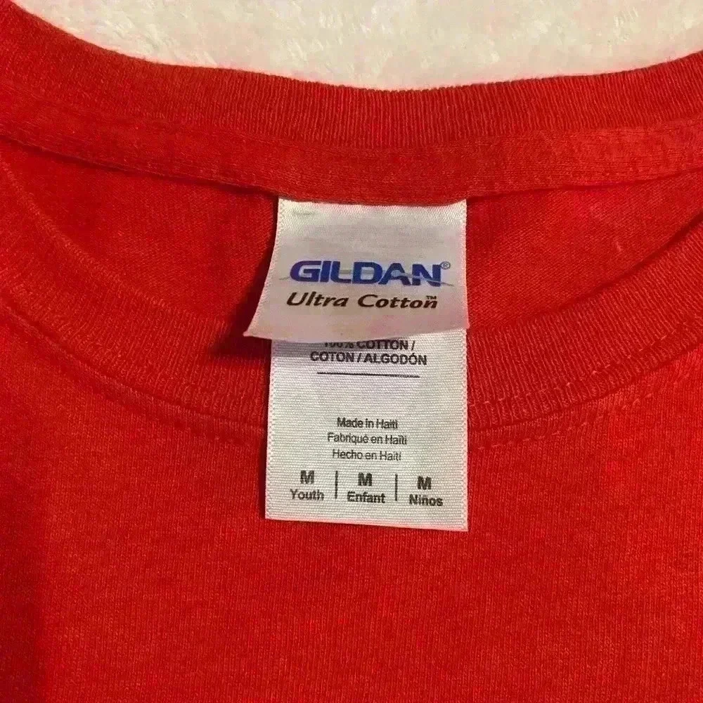 2 Boys T shirts in red ARE WE THERE YET HOW MUCH LONGER sizes Medium & Large.